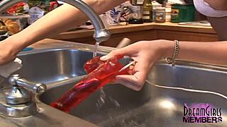 Pocket Rocket Vibrator Makes Brunette Masturbate Wildly