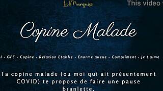 Sick girlfriend gives French JOI instructions