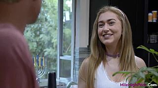 Big boob babysitter Callie Black rides monster cock.