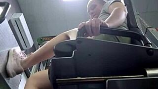 Young Amateur Squirts Extensively While Fucking in Gym with Big Tits Exposed.