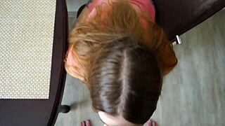 petite 18+ girl bent over for doggystyle cumshot in kitchen