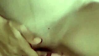 Skinny milf rides dildo in close up solo session