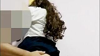 Stepniece teases with short uniform skirt, finally gets fucked after years