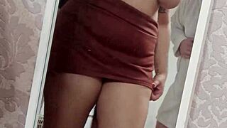 Old and young 18+ quick anal sex in front of mirror