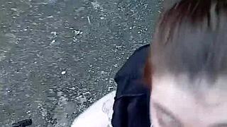 Leite Giving Blowjob In Backyard Garden