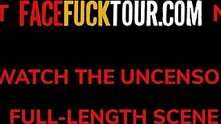 hot skinny brunette rough face fucked upside down pov by monster cock