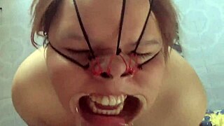 Fucking her face, cumming on nose