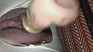 Pretty student gets tight pussy fucked with fake cock through pantyhose