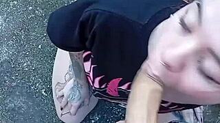 Leite Giving Blowjob In Backyard Garden