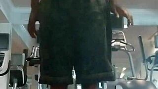 Beautiful athletic teacher works out solo in homemade video