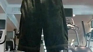 Beautiful athletic teacher works out solo in homemade video