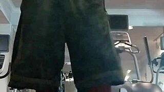 Beautiful athletic teacher works out solo in homemade video