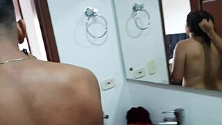 mother-in-law gives oral in shower then gets intimate on all fours