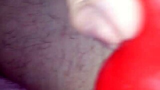 Wearing latex suit with sheath, husband and amateurs in costumes.