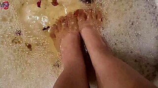 washing my feet with rose petals and herbs after a hard day