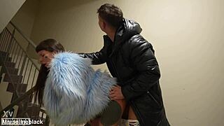 Spied on while fucking in entrance, continued at home