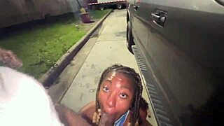 This married girl sucked my dick in the parking lot like a truck stop slut. Cute teen in blowbang outdoor.