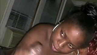 This ebony bbw amateur got surprised by the monster head of that big black cock in her homemade video.