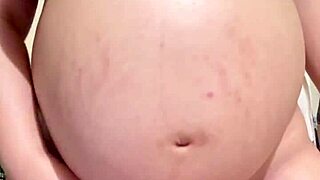 Pregnant Arab wife lactates on webcam in hairy pussy solo session.