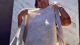 Naked shower after doggystyle, neighbors watch pornstar