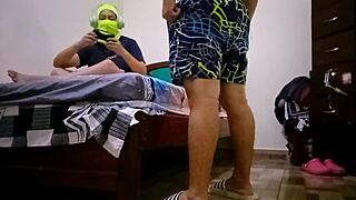 Horny Stepdaughter's Hairy Pussy Bathed, Blowjob Almost Swallows Milk, Then Hard Cock Fucking Her Tight Ass.