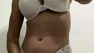 Hot Wife In White Lingerie Fucks Pussy With Big Dildo