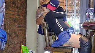 Blonde Couple Cheats with Shaved Pussy Squirting