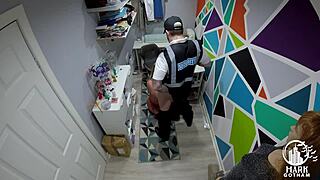 British chubby blonde slut gives blowjob in shoplifting roleplay promo