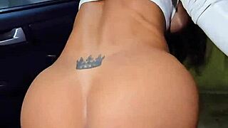 I bent over in the car for deepthroat blowjob from friend during ride.