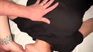 cumming on her big tits and shower blowjob