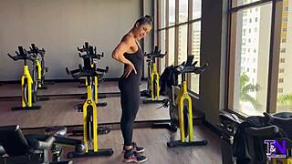 latina babe teases at gym then gets creampied hard 😏