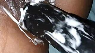 Inserting the Huge 22 Cm Toy Carefully