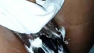 Inserting the Huge 22 Cm Toy Carefully