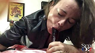 White Amateur MILF in Leather and Satin Doggy POV Fucking