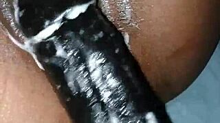 Inserting the Huge 22 Cm Toy Carefully