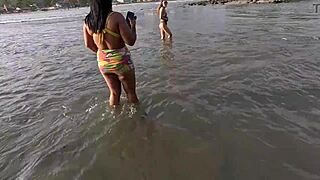 Priscila And Nicoly Engage In Public Sex On The Beach