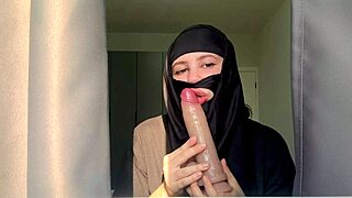 Slutty muslim teacher deepthroats, creampie facial with toe toys