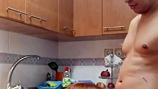 Mother-In-Law's Wet Pussy Breakfast In Kitchen