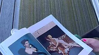 Playboy Magazine Really Turned Me On with Shaved Pussy and Outdoor Legs