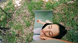 Pov Jerking Ponytail Brunette During Meditation for Huge Facial