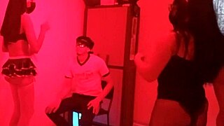 Horny Latinas dance erotically for effeminate man, almost leading to sex with both!