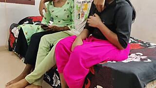 Komal and Neha engage in furious threesome sex with rough dirty talk