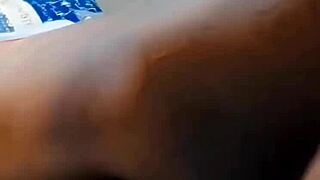 Ebony shemale takes cum in mouth