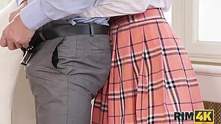 Coquettish Wife Calms Angry Husband with Rimjob!