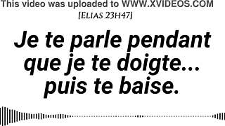Man whispers, listen to my voice and feel my fingers teasing you