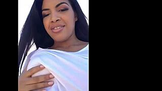 sexy ebony amateur almost gets caught masturbating in the public park, clothes ripped and wet