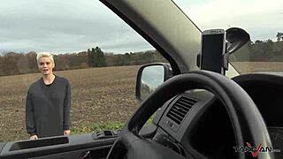 Czech girl trades pussy for ride home with cum in mouth and bouncing boobs