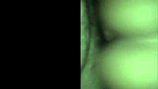 Brunette Exhibitionist Shows Ass and Small Waist in Trailer