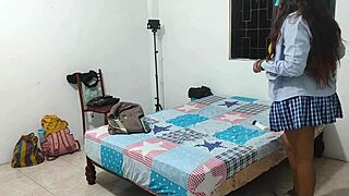 is this student a whore? she's only 18 with big natural tits in uniform, getting fucked homemade.