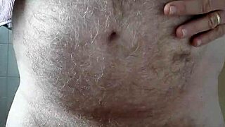 Happy Hairy Big Belly Guy Masturbating Solo At Home